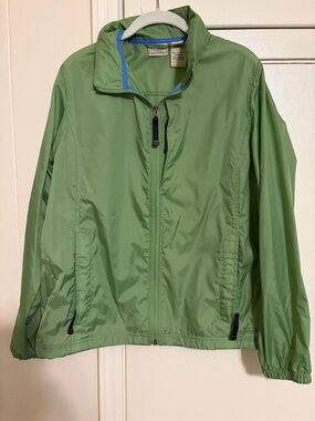 L.L. Bean Light Green Packable Rain Jacket Large